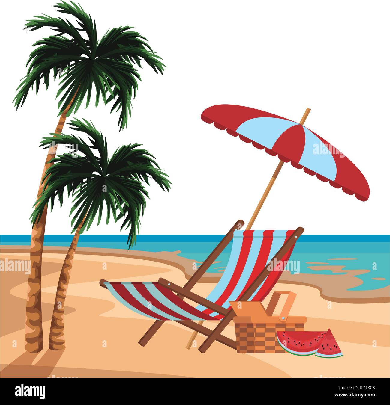 beach umbrella and chair Stock Vector Image & Art - Alamy