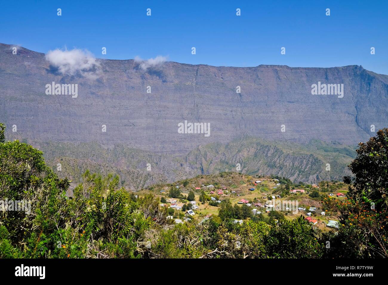 France, Reunion island, La Possession, la Nouvelle, capital city of the Mafate cirque, listed as World Heritage by UNESCO Stock Photo