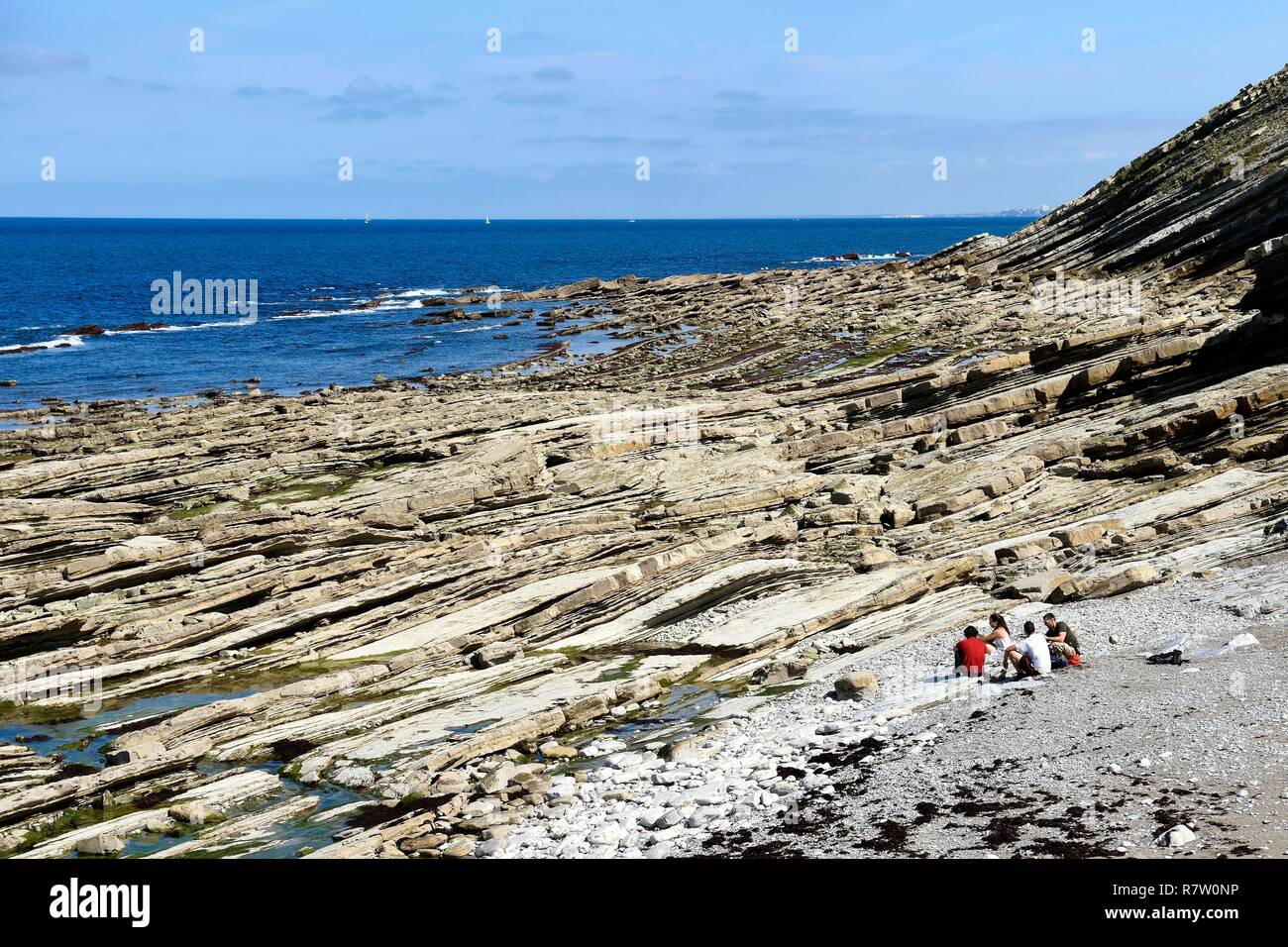 France, Pyrénées-Atlantiques (64), Pays-Basque, la Corniche Basque, Urrugne, la côte Atlantique vers Socoa/France, Pyrenees Atlantiques, Basque Country coast, the Basque Corniche, Urrugne, the Atlantic coast towards Socoa Stock Photo