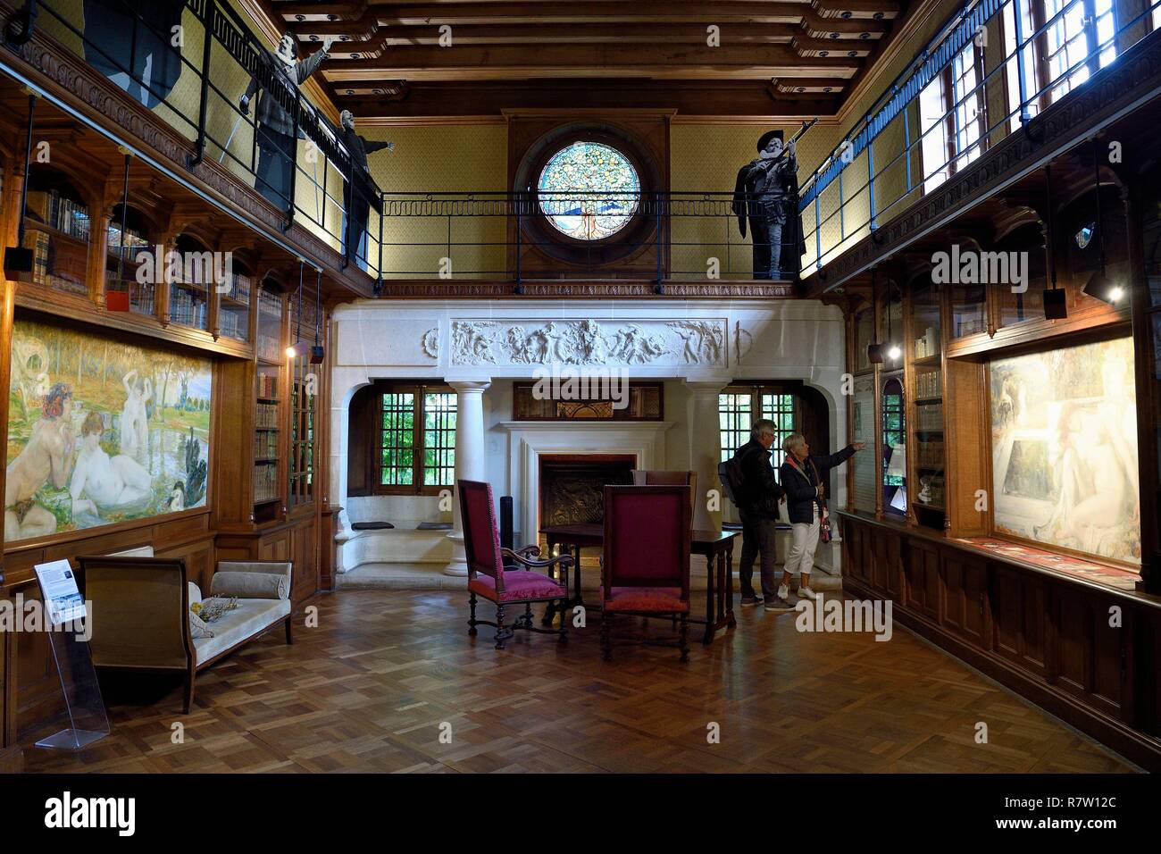 France, Pyrenees Atlantiques, Basque Country, Cambo les Bains, Villa Arnaga, the French author Edmond Rostand's house and museum, the library Stock Photo