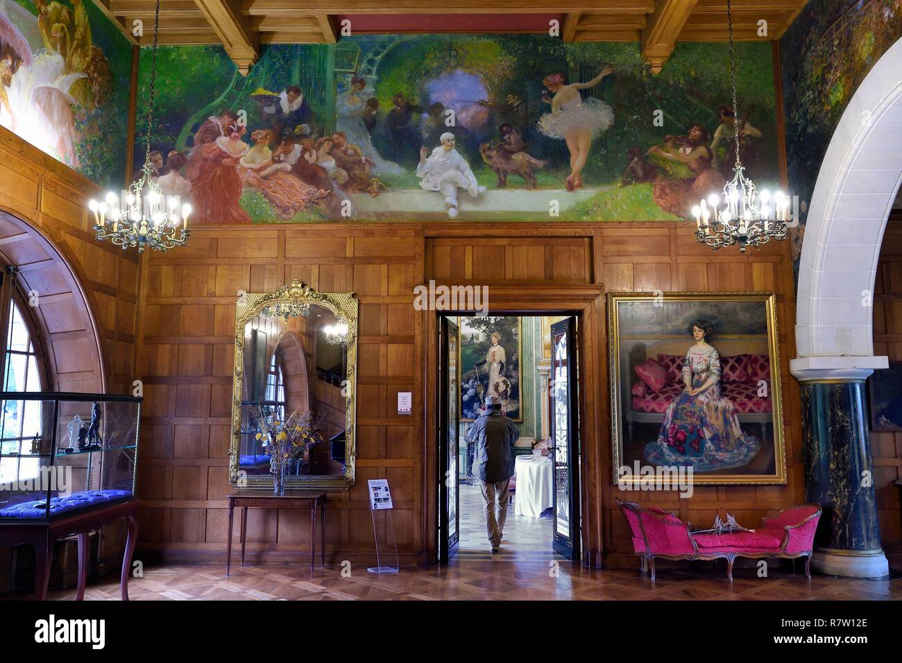 France, Pyrenees Atlantiques, Basque Country, Cambo les Bains, Villa Arnaga, the French author Edmond Rostand's house and museum, the Great Hall Stock Photo