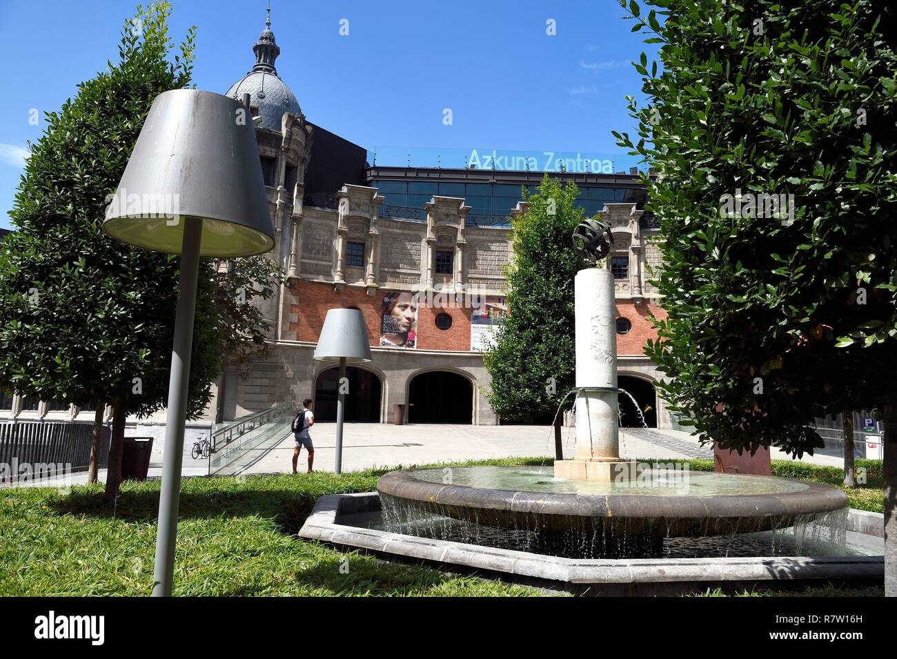 Spain, Basque Country, Biscay Province, Bilbao, Azkuna Zentroa, former municipal wine warehouse called Alhóndiga dating from 1909 completely restructured by Philippe Starck to host a cultural and leisure center Stock Photo