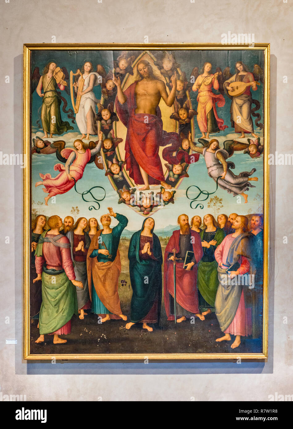 The Ascension of Christ (Ascensione di Gesu) aka Sansepolcro Altarpiece, by Perugino, around 1510, at Cathedral of Sansepolcro, Tuscany, Italy Stock Photo