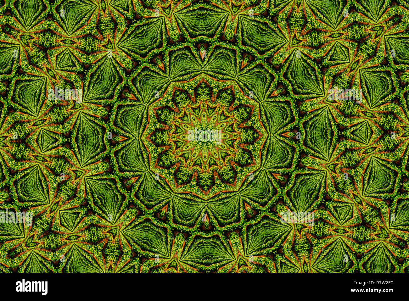 Abstract kaleidoscope pattern background, colorful reflective mirroring backdrop as graphic design element Stock Photo