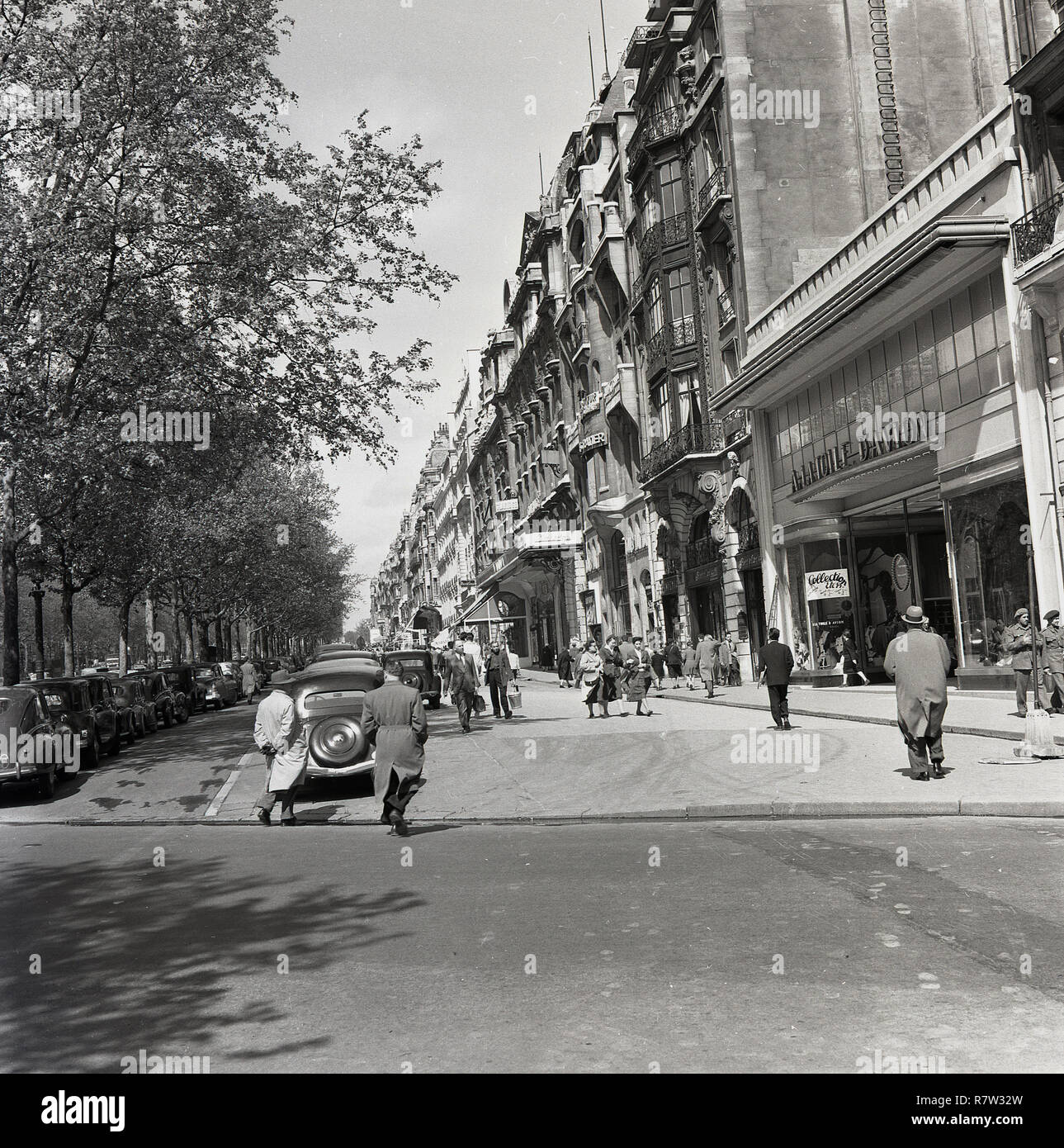 1950s, historical, Paris, France, a view of a side road on the Champs