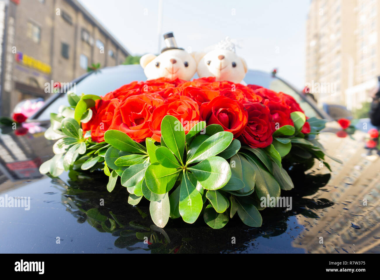 Red heart Bouquet Car Decoration for Wedding