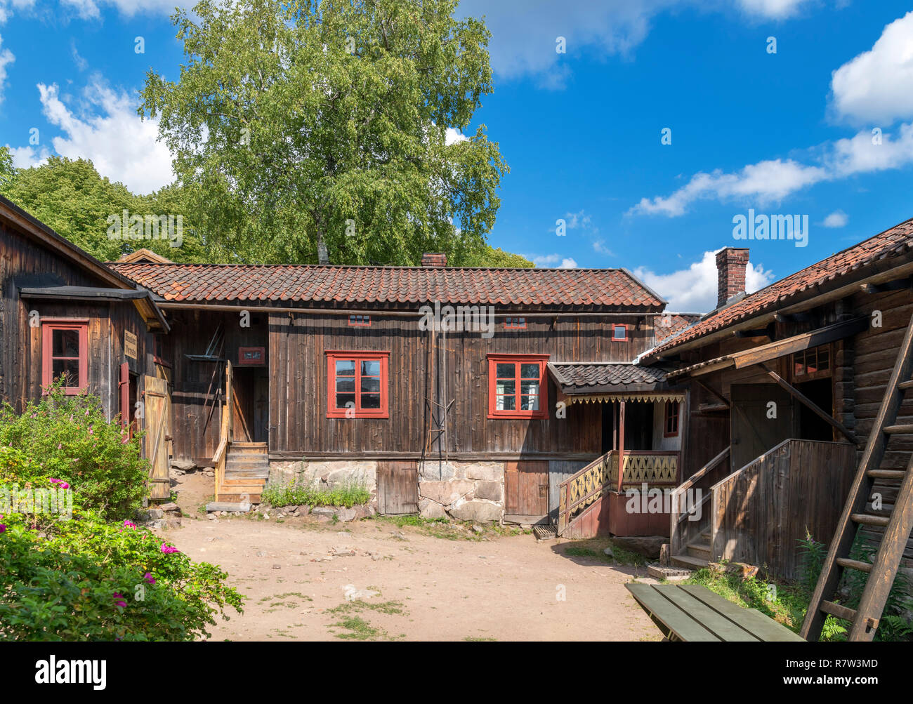 Luostarinmäki Handicrafts Museum, an area of 200 year old wooden buildings which survived the fire of 1827, Turku, Finland Stock Photo