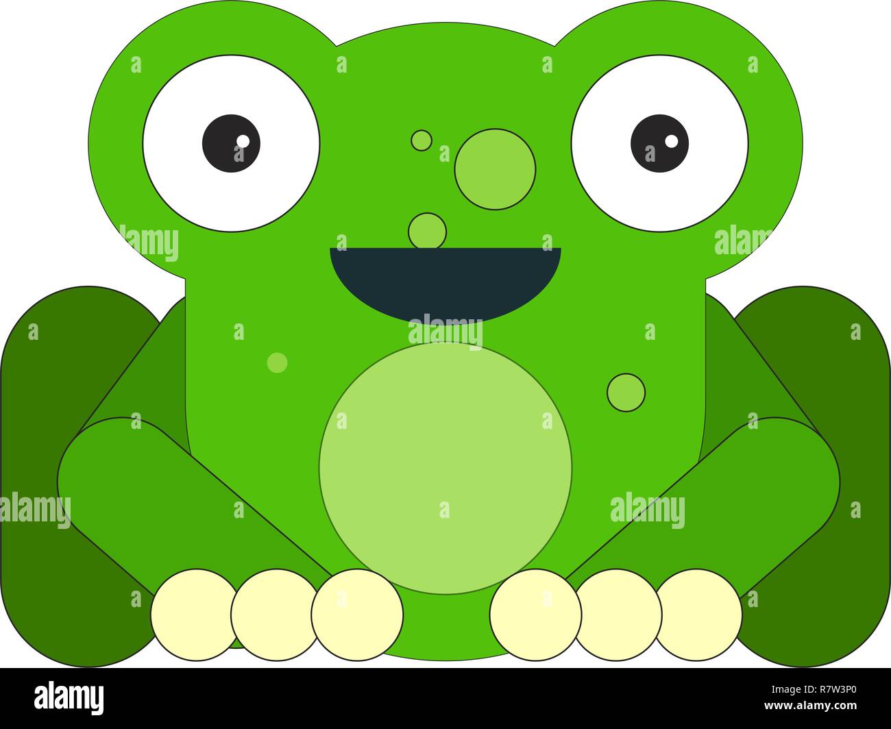 Frog in cartoon flat style. Vector illustration on white background ...
