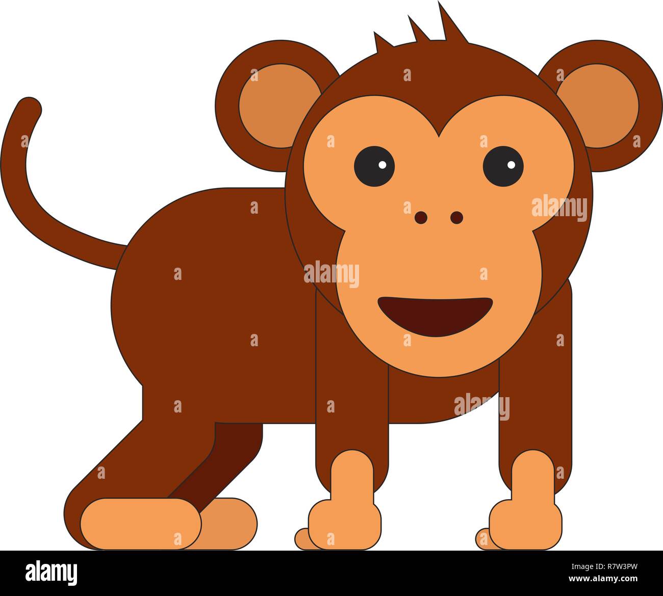 Monkey in cartoon flat style. Vector illustration on white background. Stock Vector