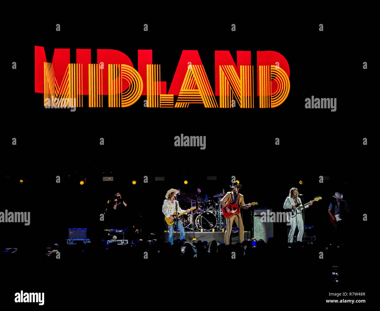 Live on Stage Midland Band During Country 2 Country Music Festival O2 Arena London England Stock Photo