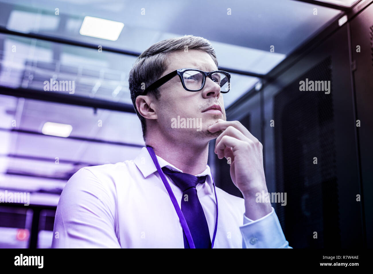 Portrait of a thoughtful smart CIA agent Stock Photo