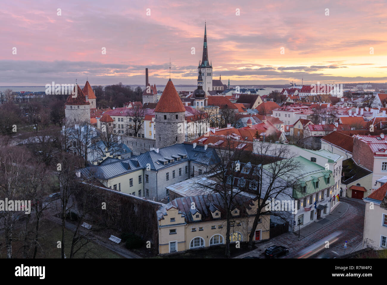 Tallinn old town at sunrise Stock Photo - Alamy