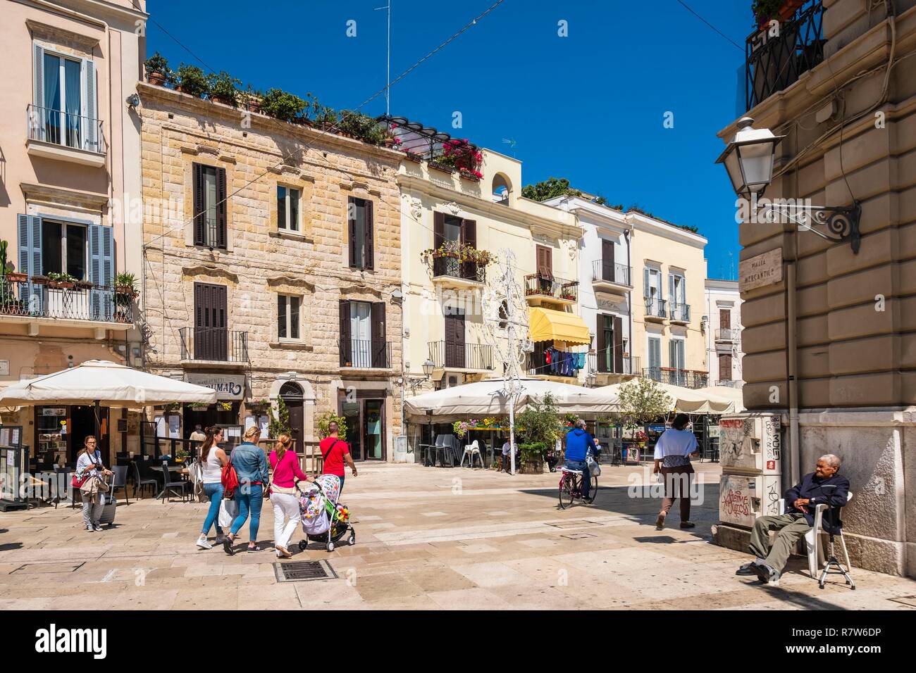 Italy, Apulia, Bari, Old Town or Bari Vecchia, Piazza Mercantile Stock Photo