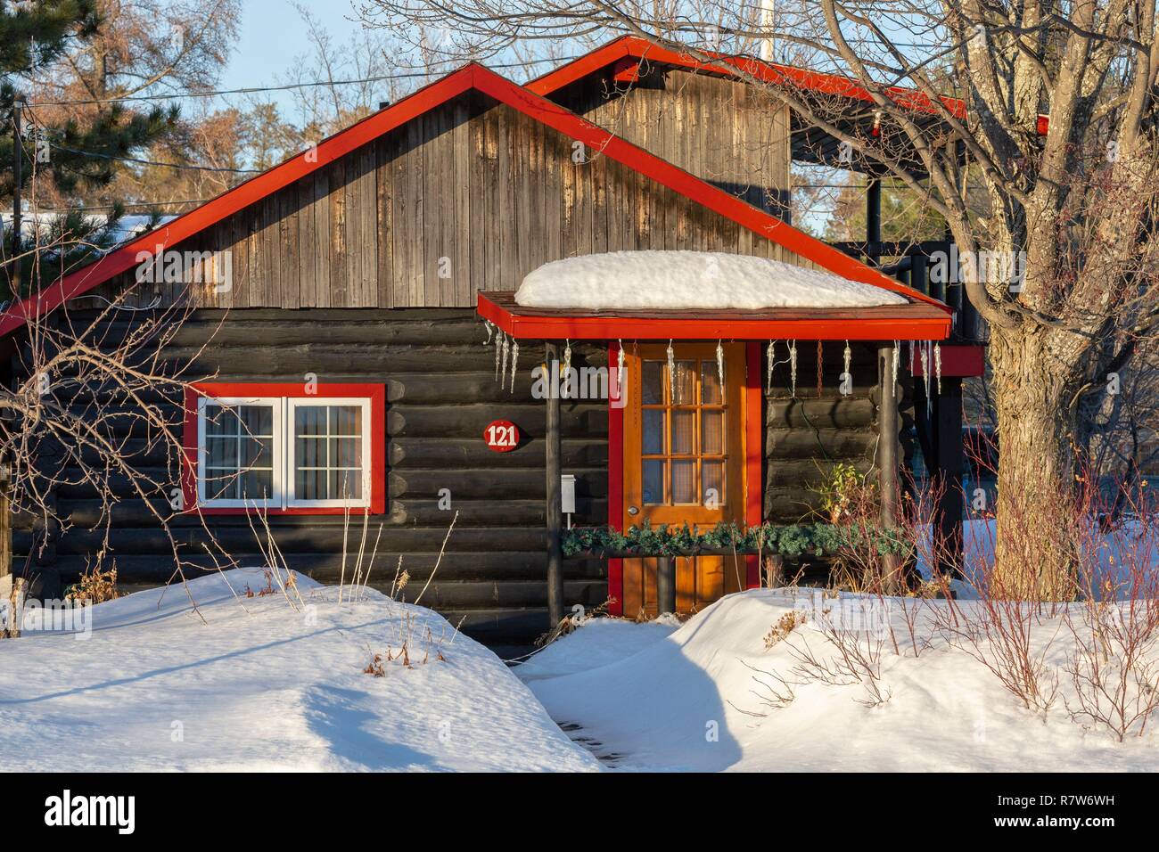 Canada, Province of Quebec, Abitibi Témiscamingue Region, Abitibi, Val d'Or, the City of Gold, Bourlamaque Mining Village Stock Photo