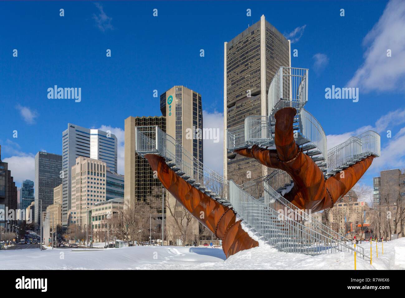 Canada, Province of Quebec, Montreal, the new Robert Bourassa Boulevard, the Dendrites artwork 