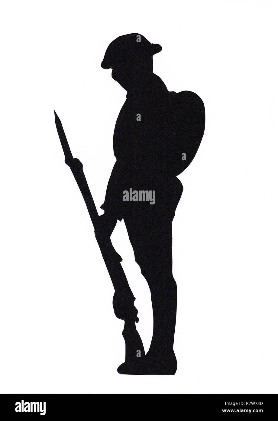 WW1, Soldier in Silhouette, British, Commonwealth, American GI, Tommy,   ANZAC, Great War, Remember, Ceremony, Armed Forces, Memorial, Army. Stock Photo