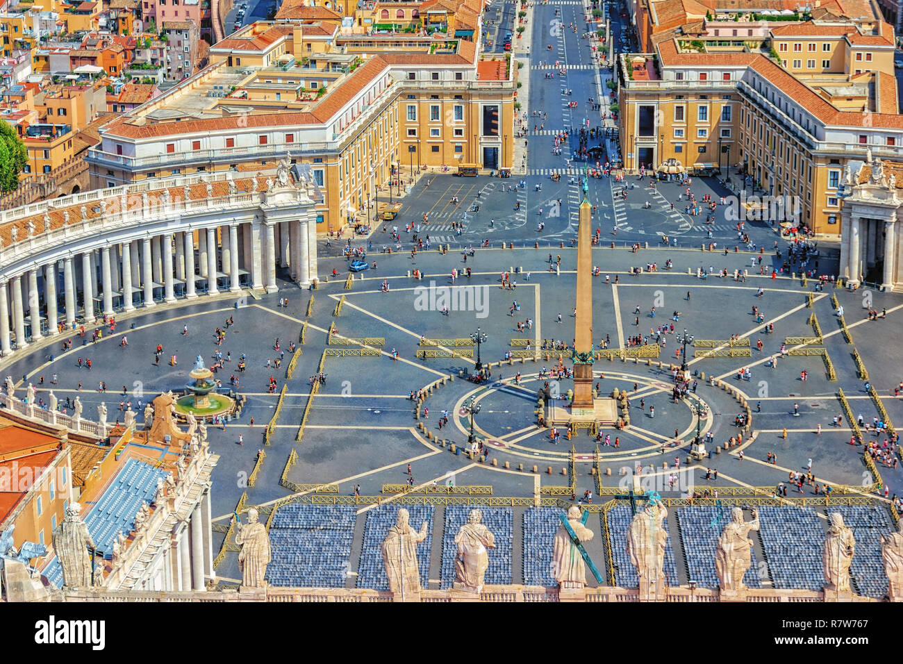 Vatican view and statues on the top of St Peter's Basilica Stock Photo