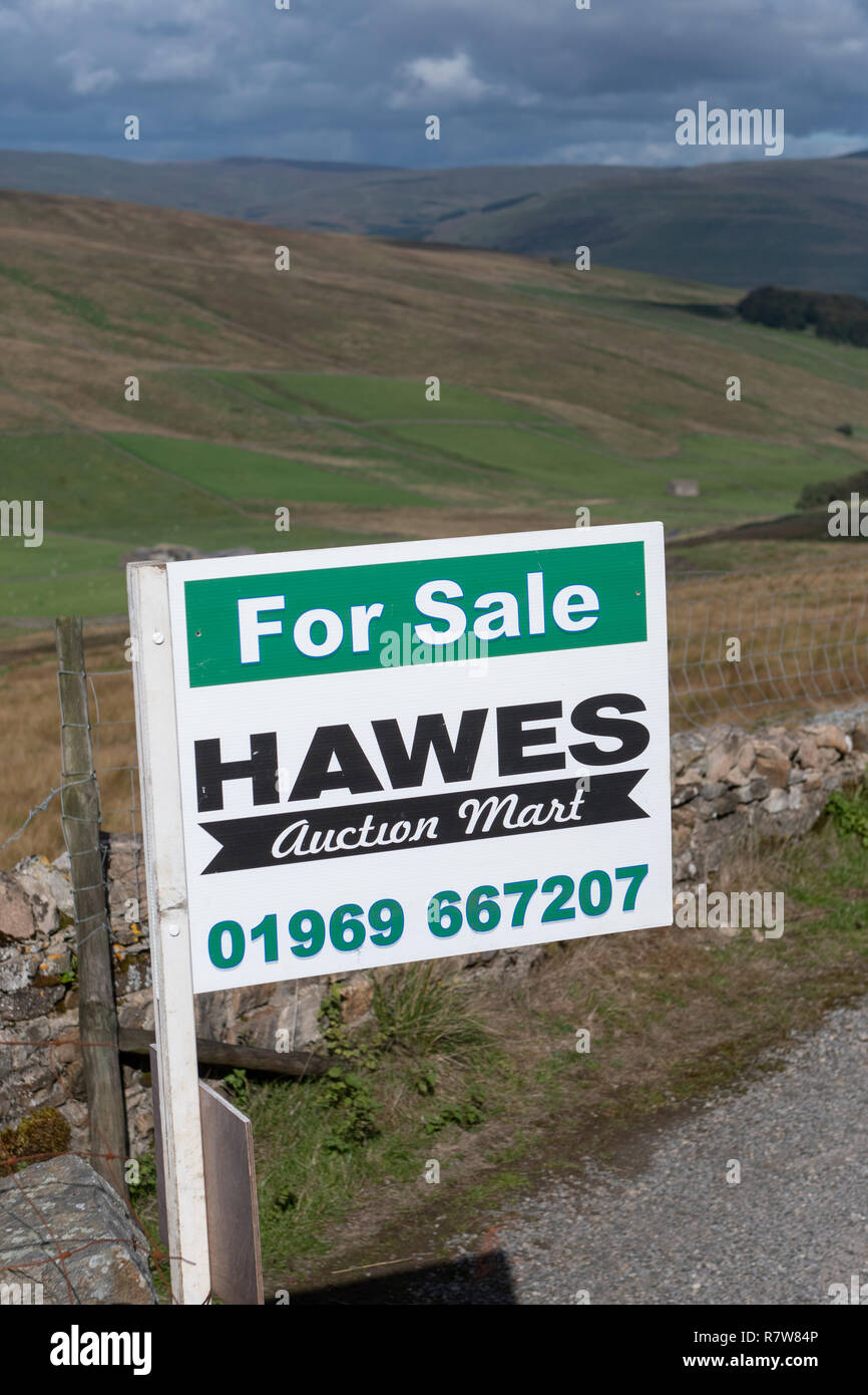 For Sale sign next to some farm land which is for sale. North Yorkshire, UK Stock Photo Alamy