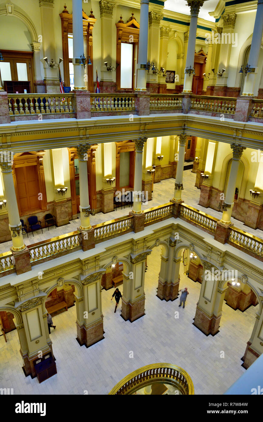 Inside Colorado State Capital building looking down at multiple floor levels, Denver, Colorado, USA Stock Photo
