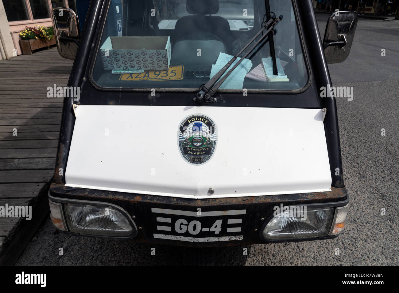 Front of special post office car, Skagway, Alaska, Klondike Gold Rush