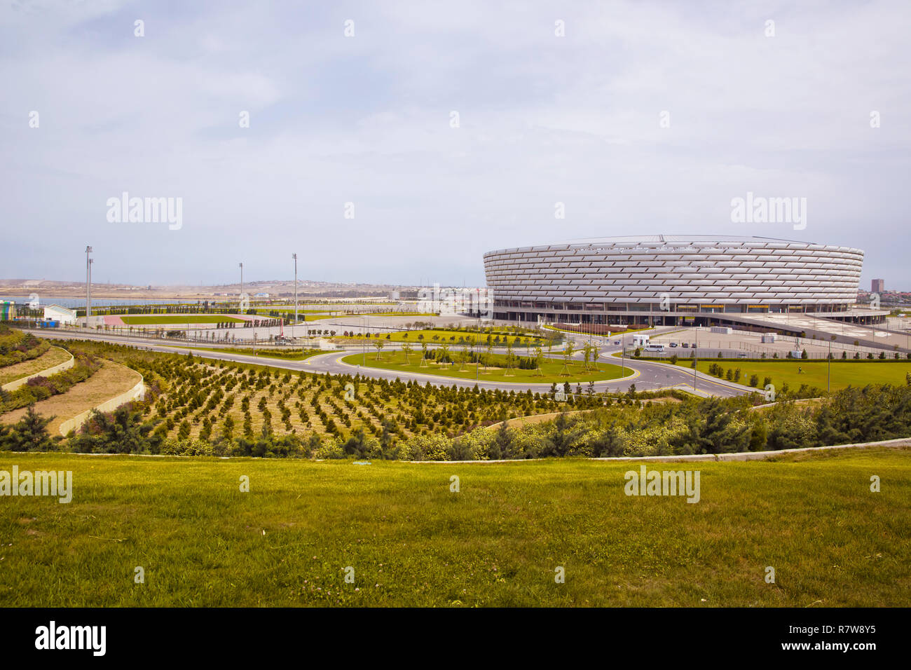 Construction of the 225,000-square-meter Stadium on a 650,000-square-meter site was completed in February 2015. The six-story, 65.7 meter structure ne Stock Photo