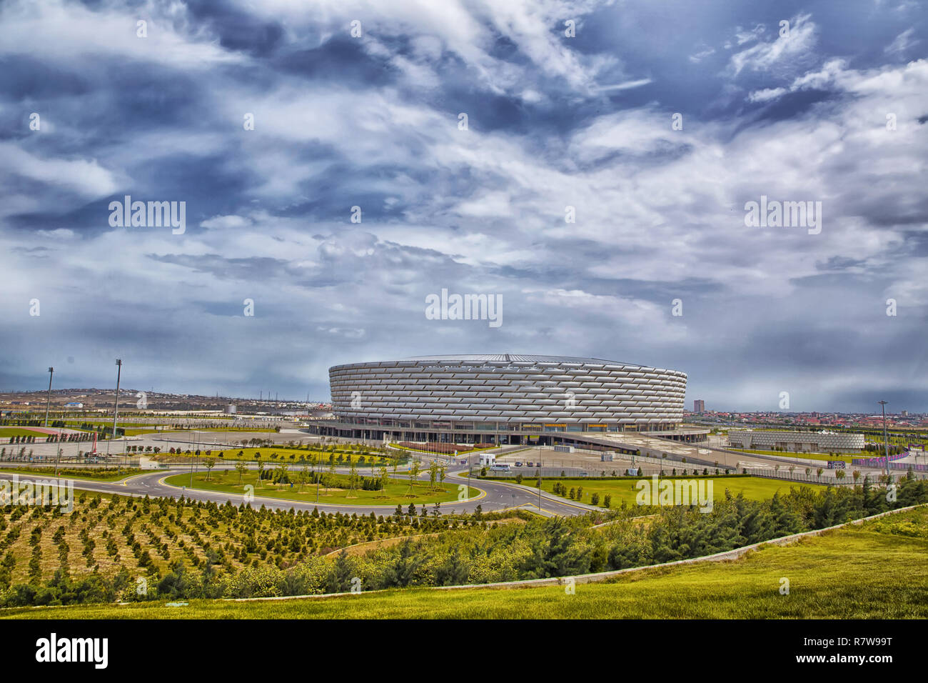 Construction of the 225,000-square-meter Stadium on a 650,000-square-meter site was completed in February 2015. The six-story, 65.7 meter structure ne Stock Photo