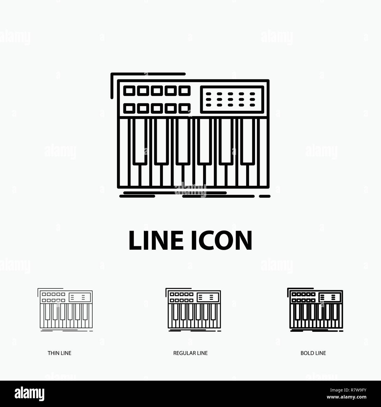 synth, keyboard, midi, synthesiser, synthesizer Icon in Thin, Regular