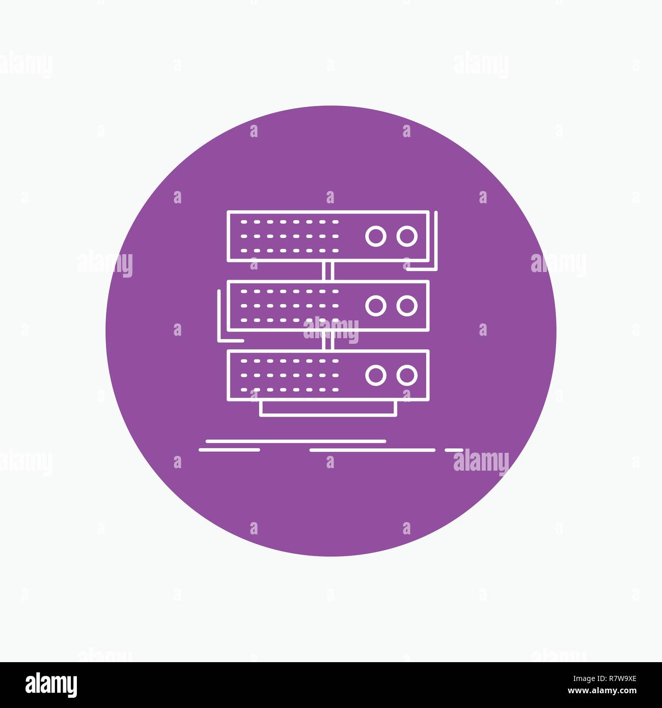 server, storage, rack, database, data White Line Icon in Circle