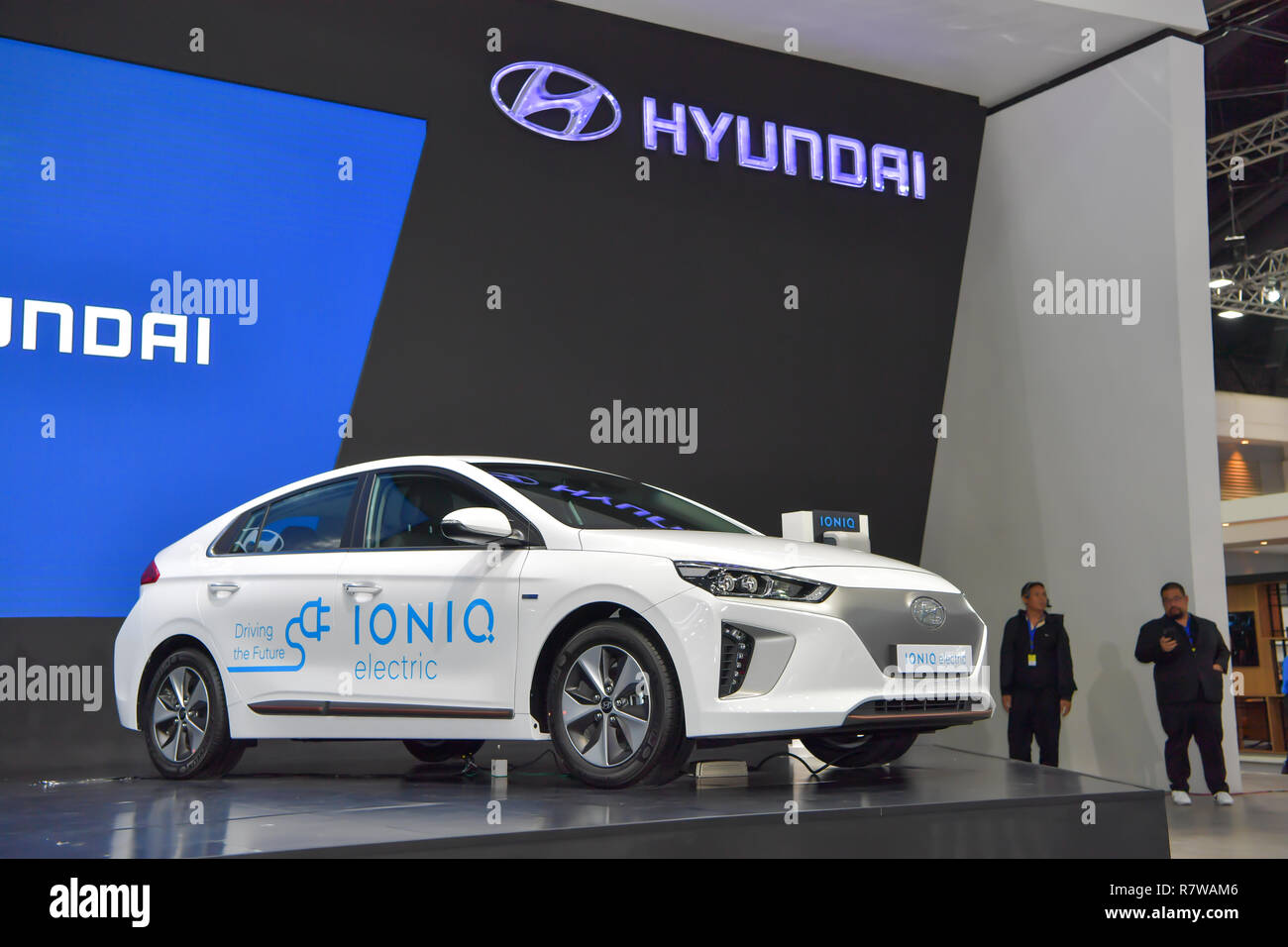 NONTHABURI NOVEMBER 28 Hyundai IONIQ Electric car on display at The 35th Thailand