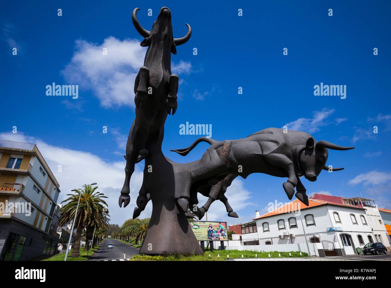 Portugal, Azores, Terceira Island, Angra do Heroismo, bullfighting monument Stock Photo