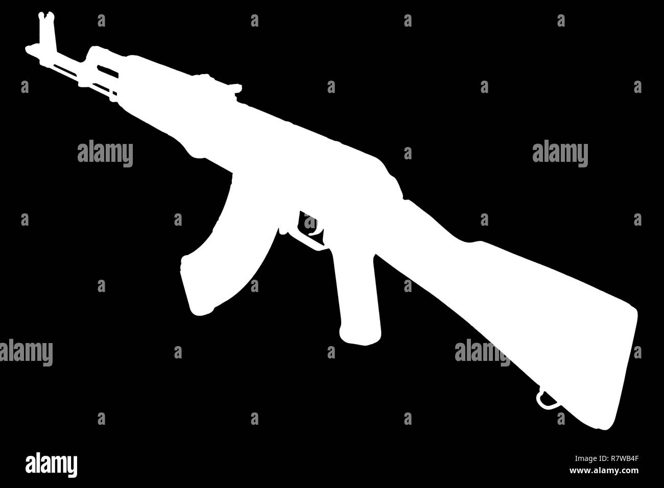 AK - 47 (AKM) assault rifle black silhouette Stock Photo