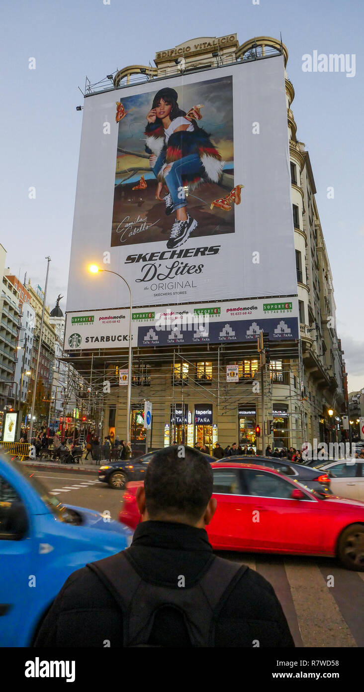 Street scene, Gran Via street - Calle Gran Via, Madrid, Spain Stock Photo -  Alamy
