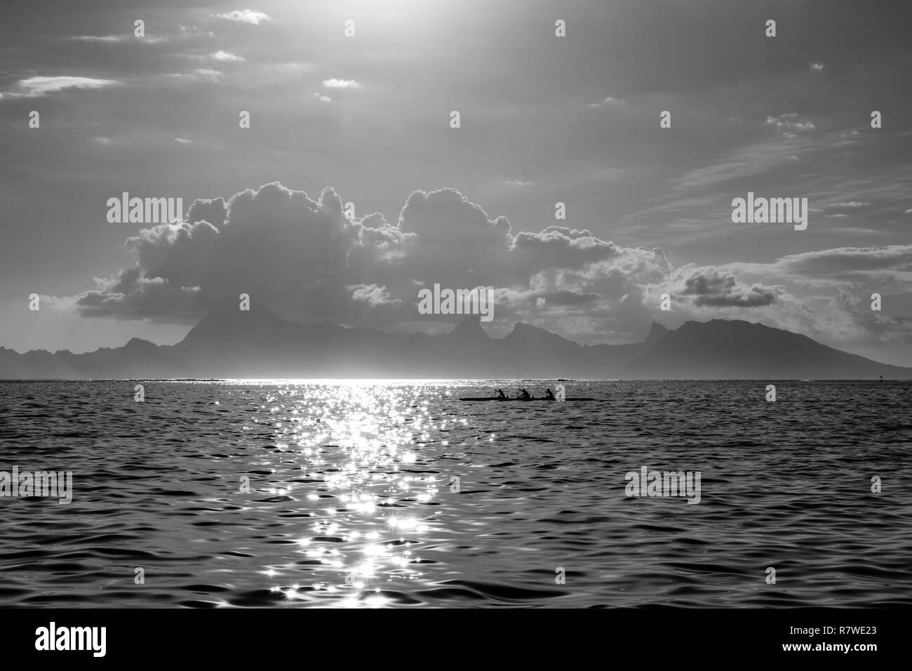 View of Moorea from Tahiti island, French Polynesia. Stock Photo