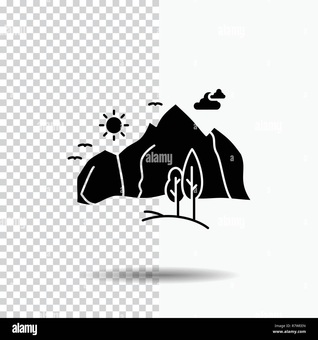 hill, landscape, nature, mountain, tree Glyph Icon on Transparent ...