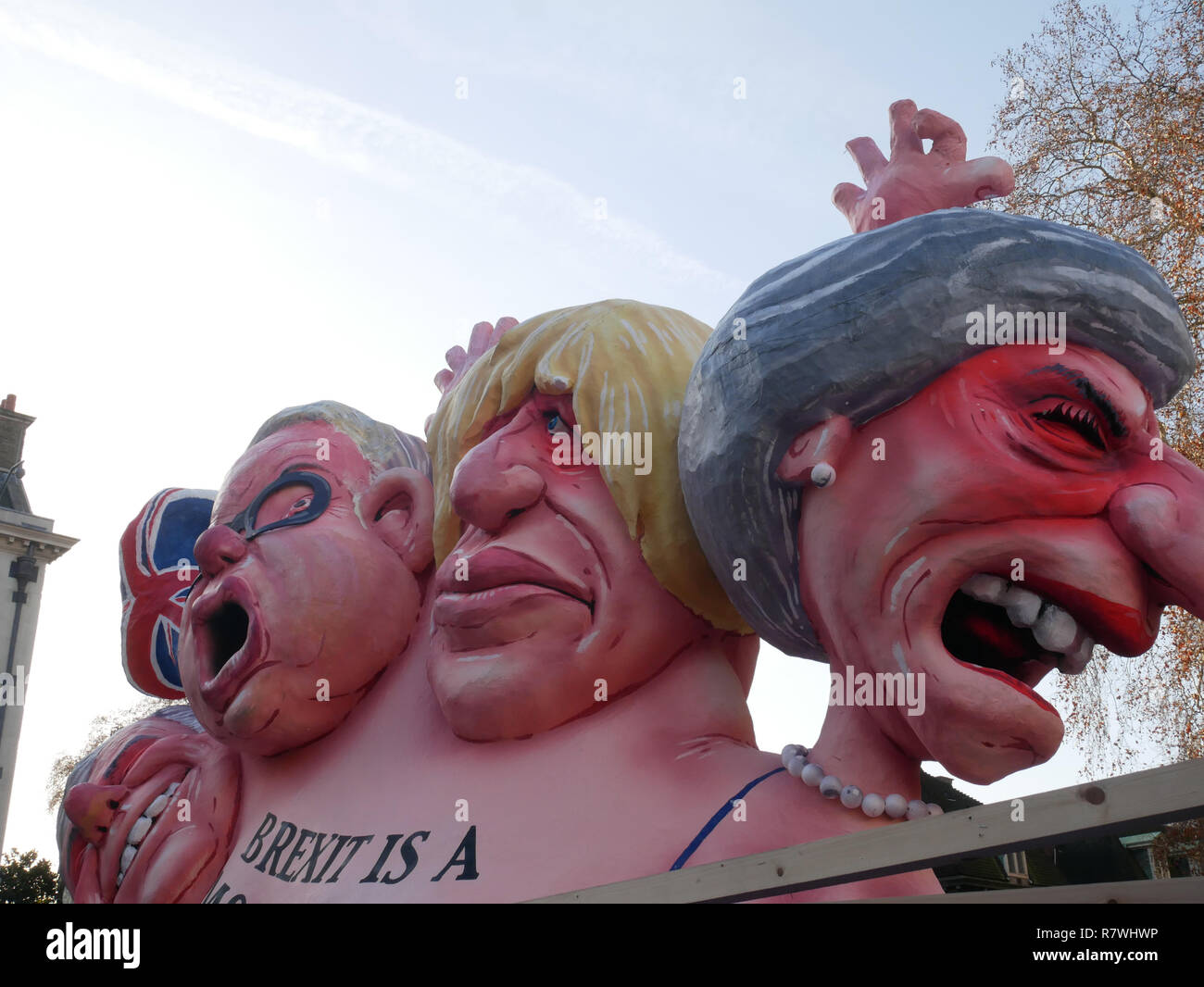 London, UK. 11th December, 2018. A 'Brexit monstrosity' model outside of the Houses of Parliament in Westminster, London during protests for a people's vote. Credit: Ben Slater/Alamy Live News Stock Photo
