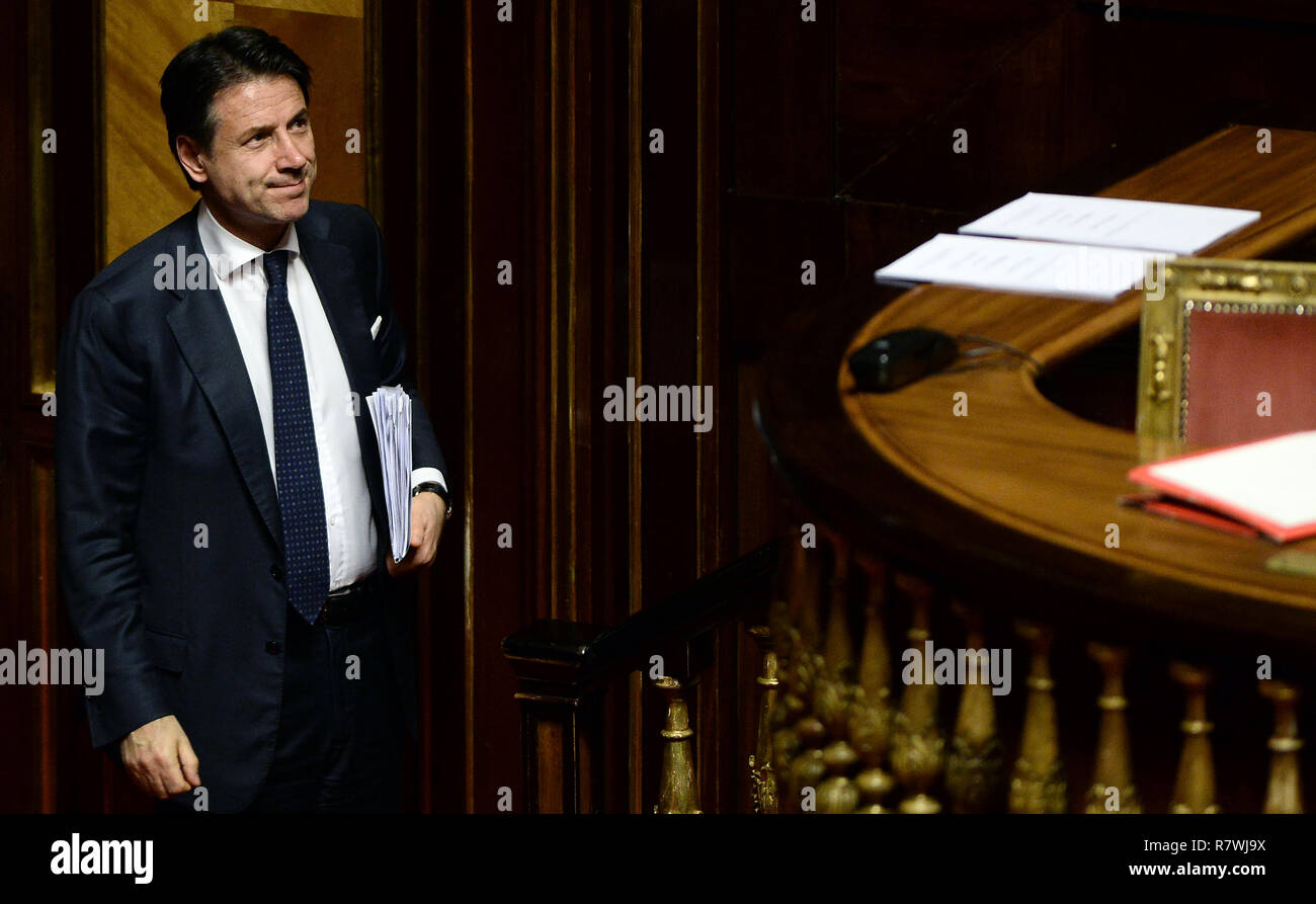 Rome, Italy. 11th December, 2018.  Politic Senate. Statement of the Prime Minister Giuseppe Conte on the next European Council  In the pic Giuseppe Conte Stock Photo