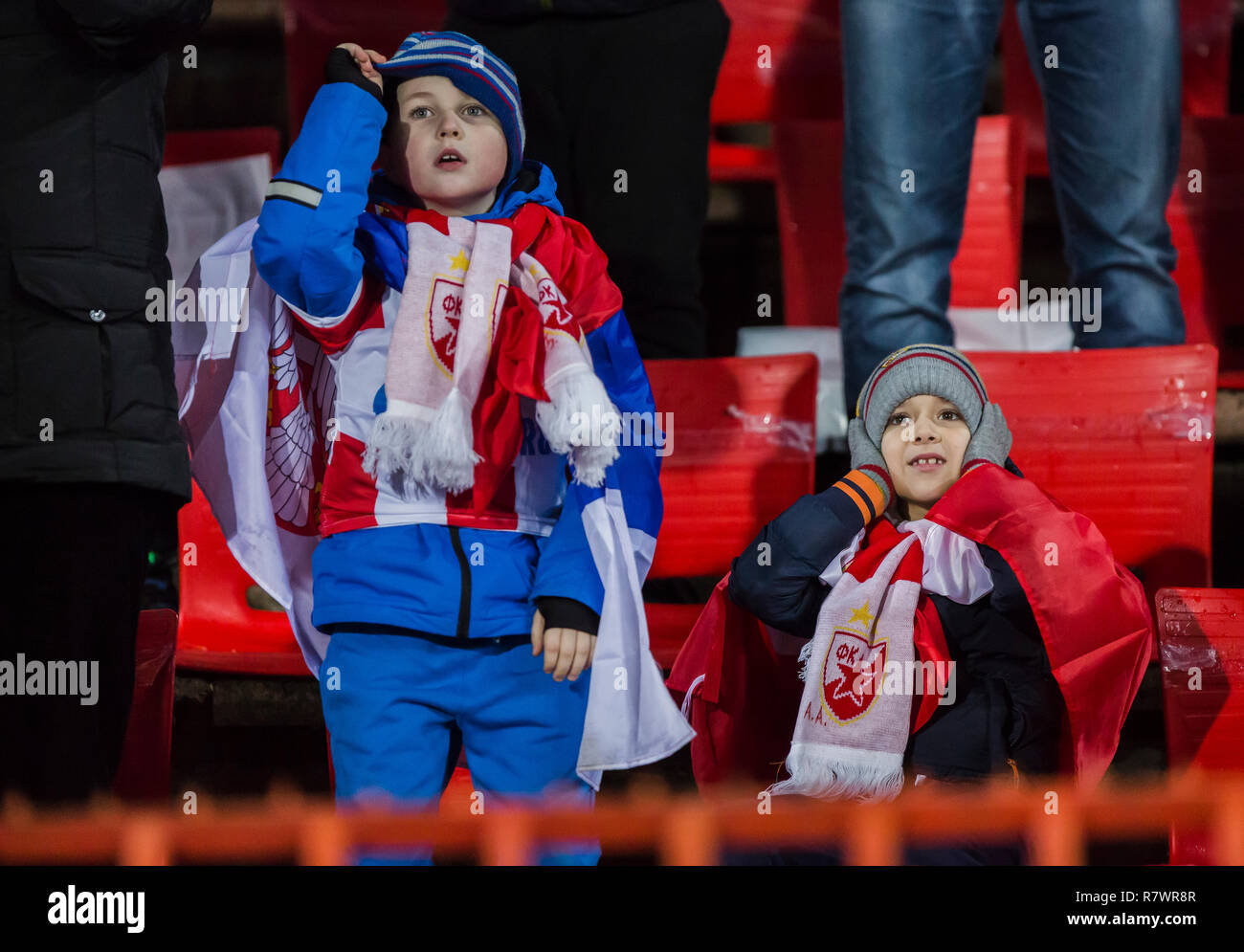 Rajko Mitic Stadium, Belgrade, Serbia. 11th Dec, 2018. The fans of Red Star Belgrade support their team Credit: Nikola Krstic/Alamy Live News Stock Photo