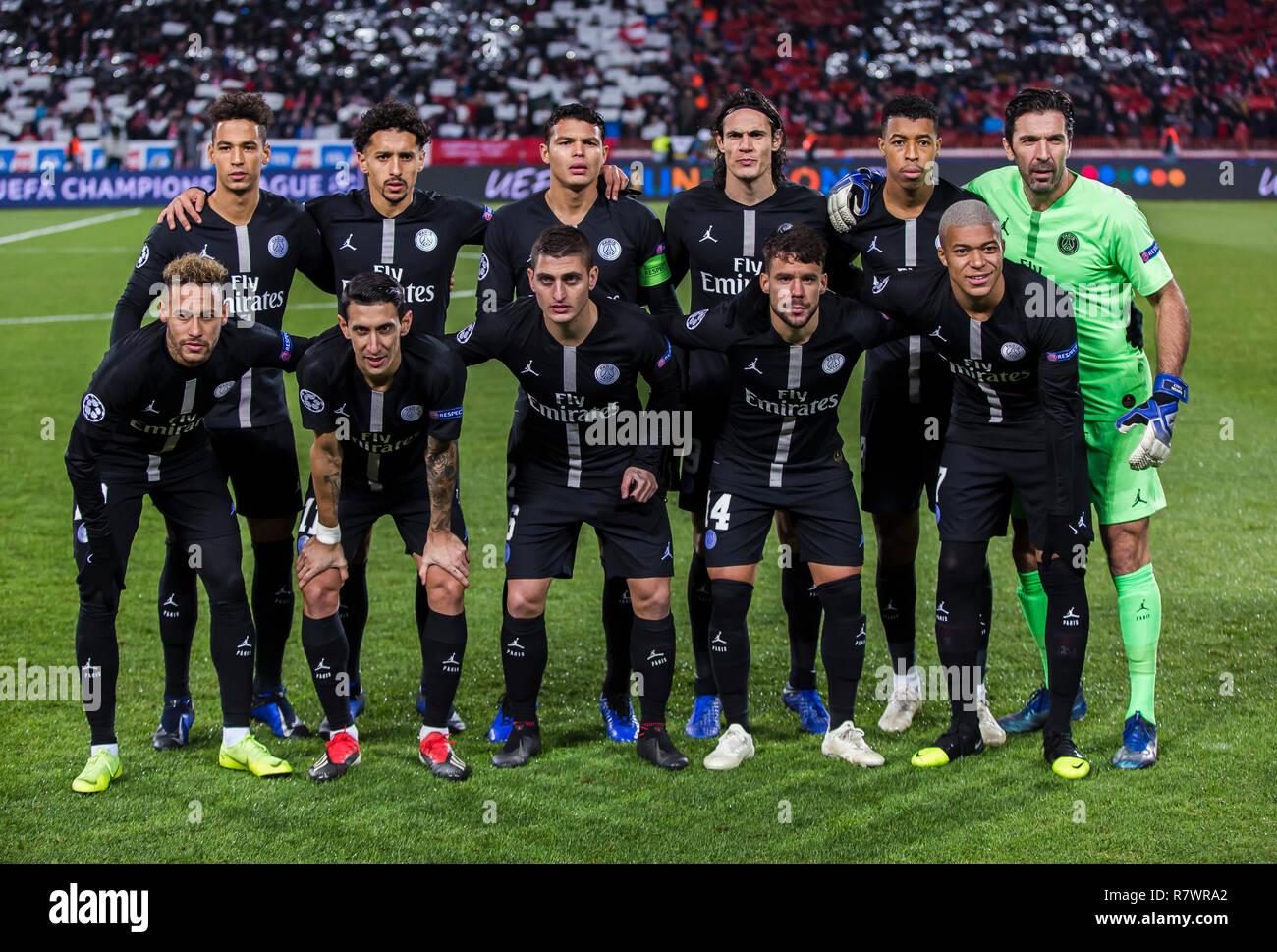 Rajko Mitic Stadium, Belgrade, Serbia. 11th Dec, 2018. he lines up of Paris Saint Germain Credit: Nikola Krstic/Alamy Live News Stock Photo