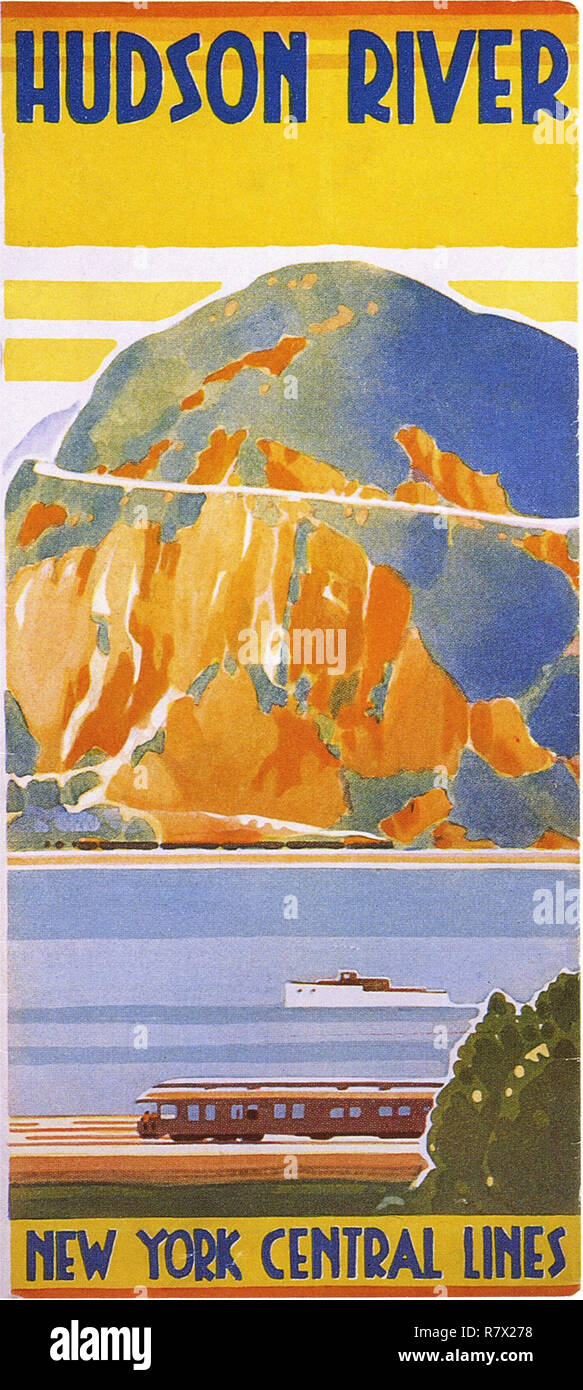 New York Central Lines Hudson River Vintage Travel Poster Stock Photo