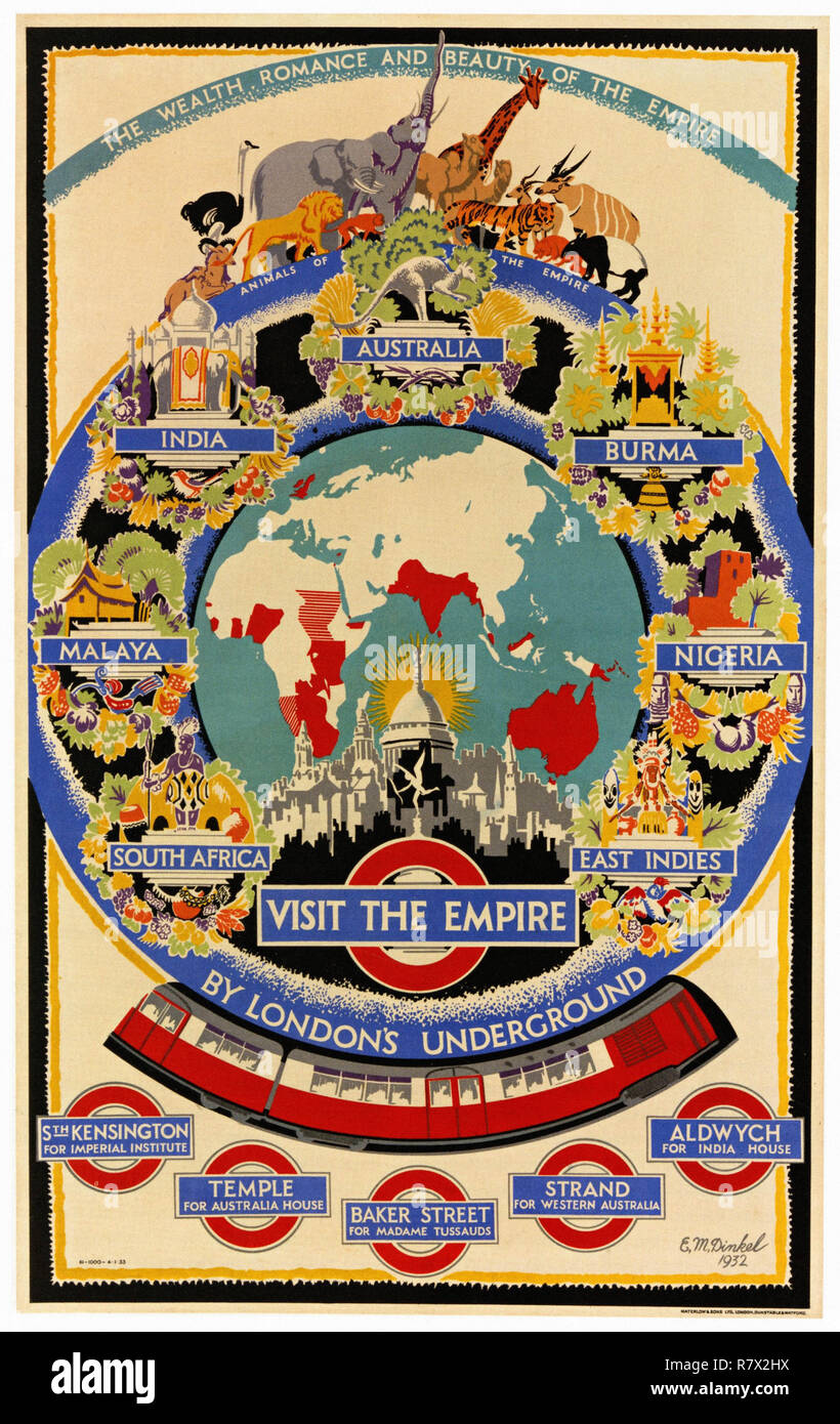 : Vintage London Travel  ad Reproduction poster Visit the Empire Wall art.