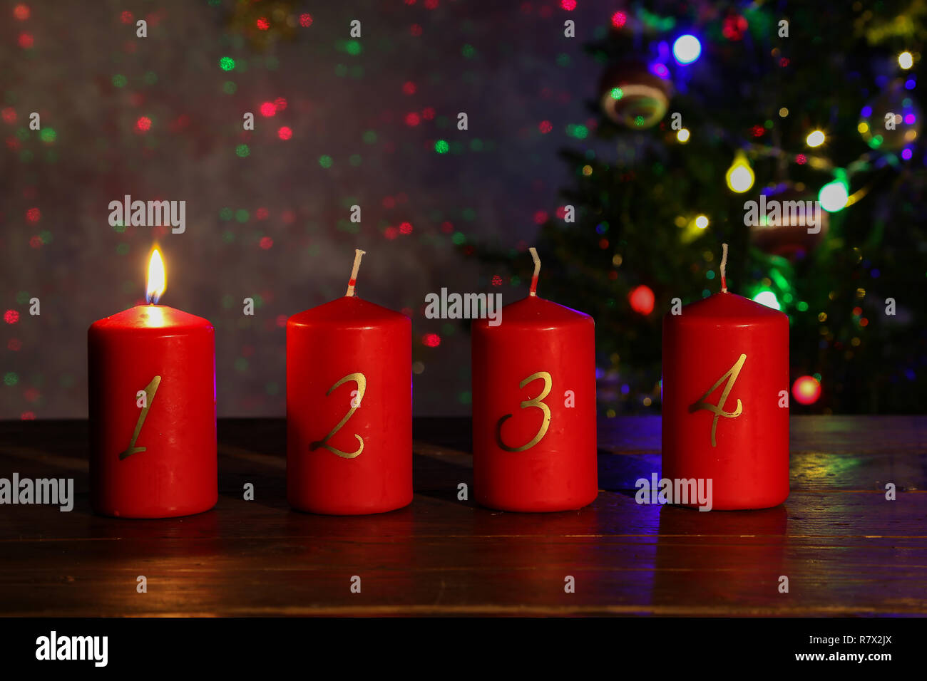 Advent is a season observed in many Western Christian churches as a time of expectant waiting and preparation for the celebration of the Nativity of J Stock Photo