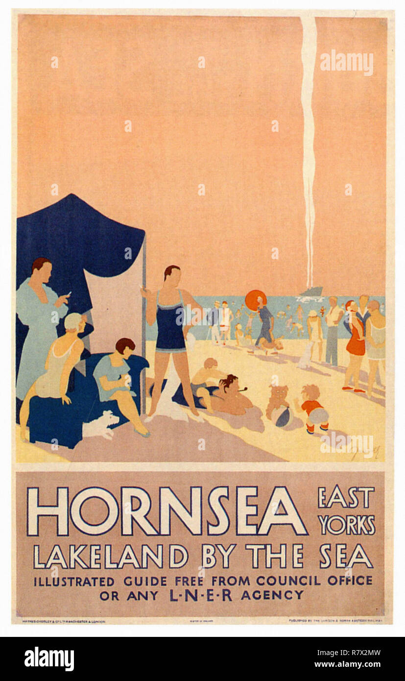 Hornsea East Yorks L.N.E.R - Vintage Travel Poster Stock Photo