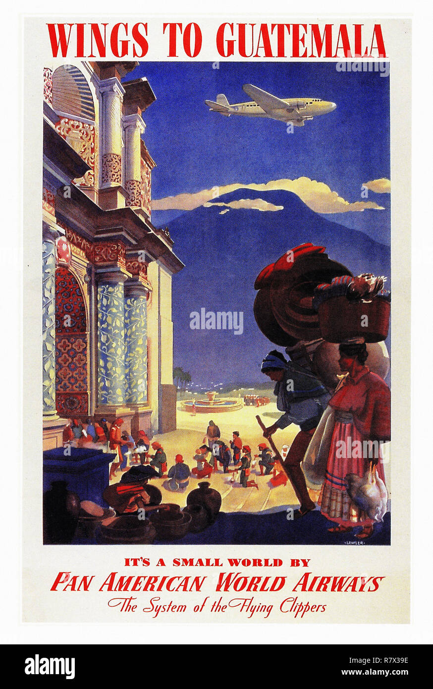 Pan American Wings To Guatemala Vintage Travel Poster Stock Photo Alamy
