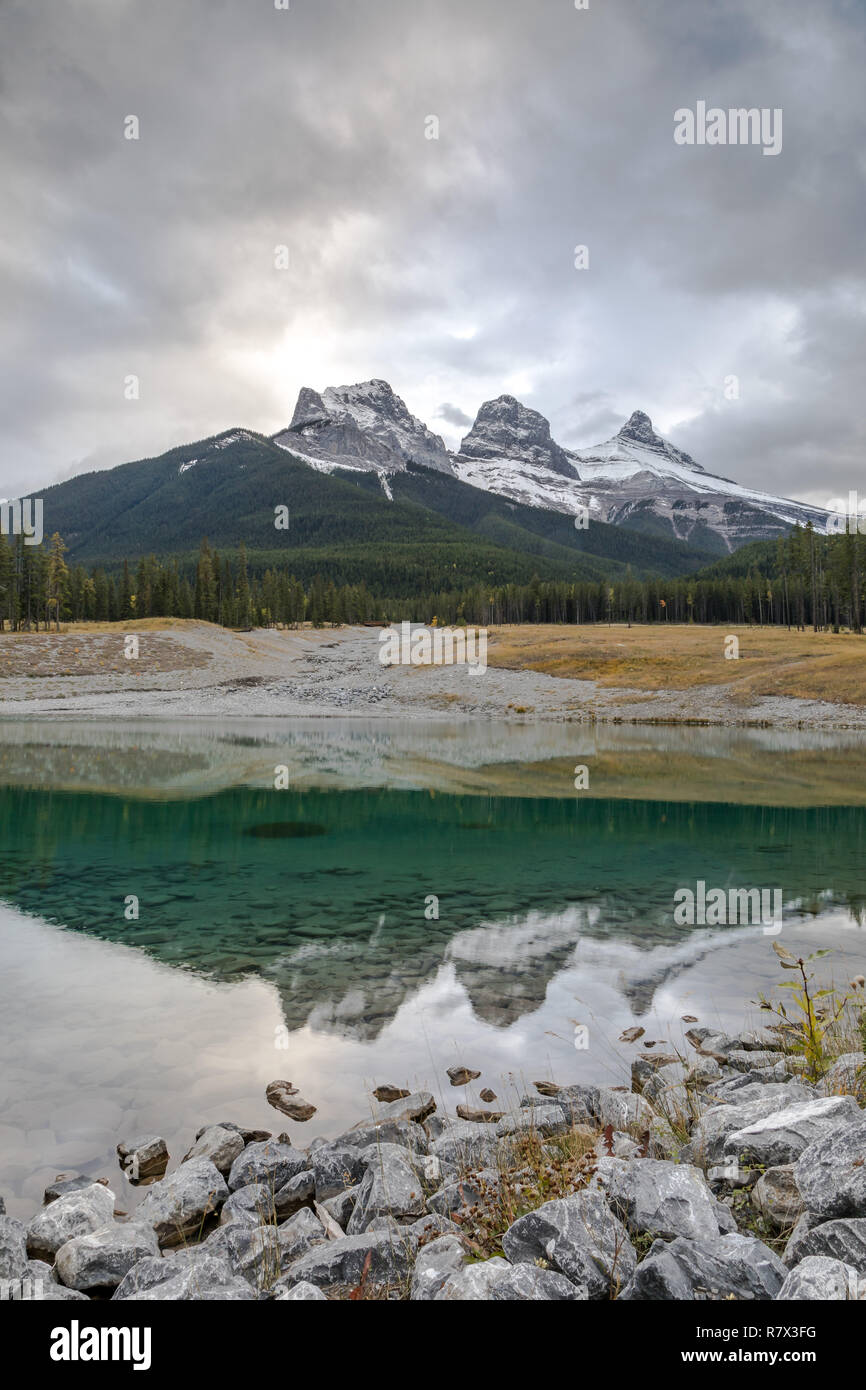 three sisters Canmore Stock Photo
