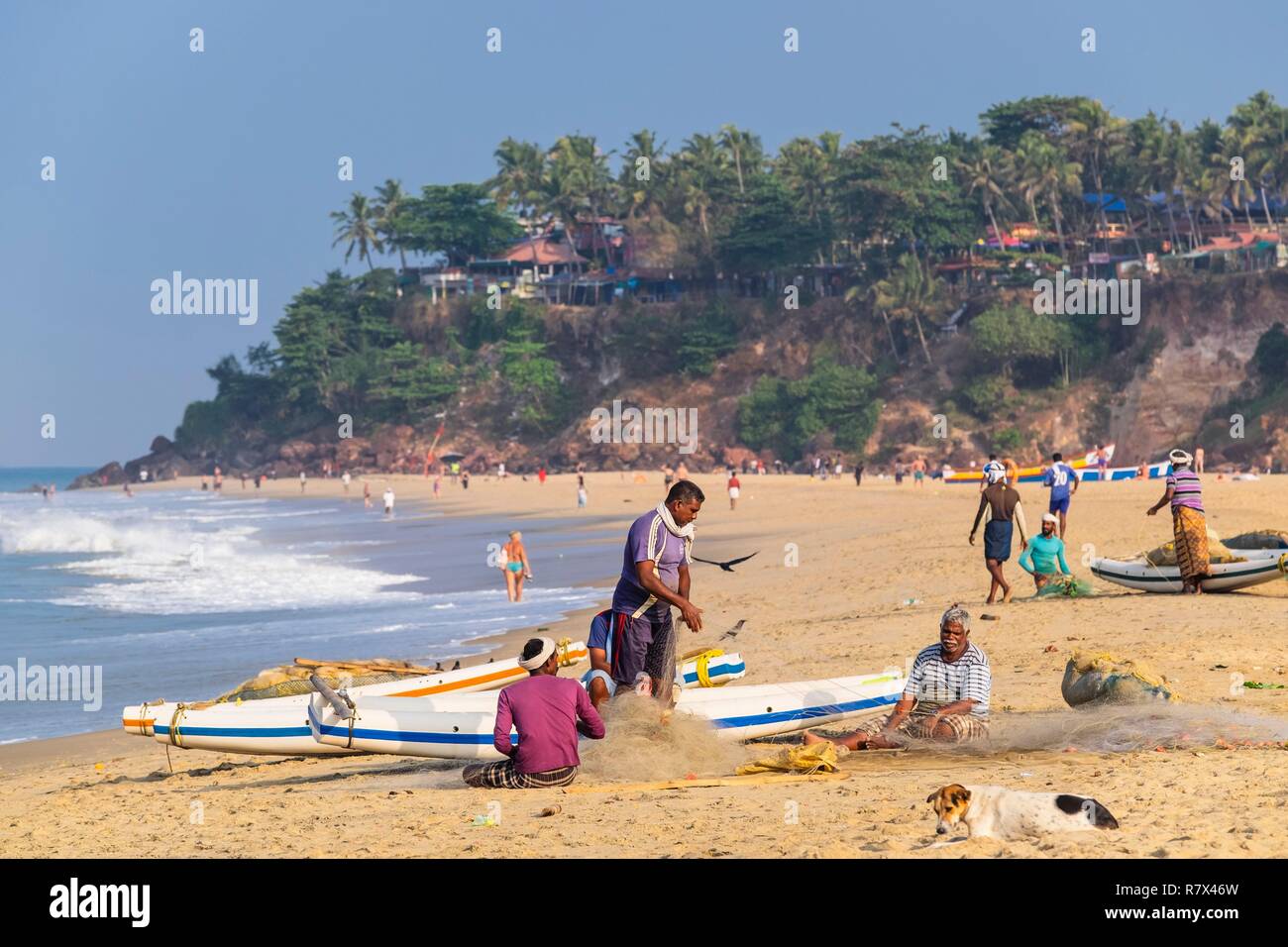 India, state of Kerala, Varkala, Papanasam Beach or Varkala Beach at ...