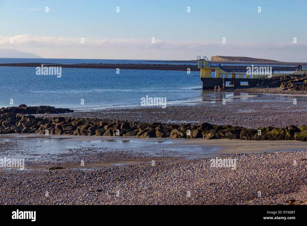 Black rock beach at Salt hill, Galway, Ireland Stock Photo Alamy