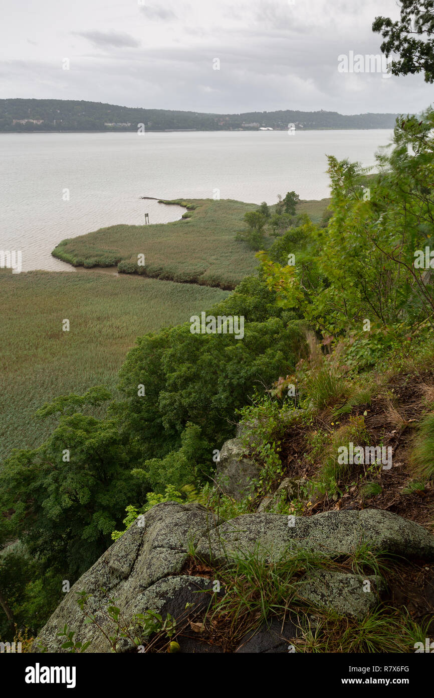 The Piermont Marsh extending into the Hudson River below an overlook on