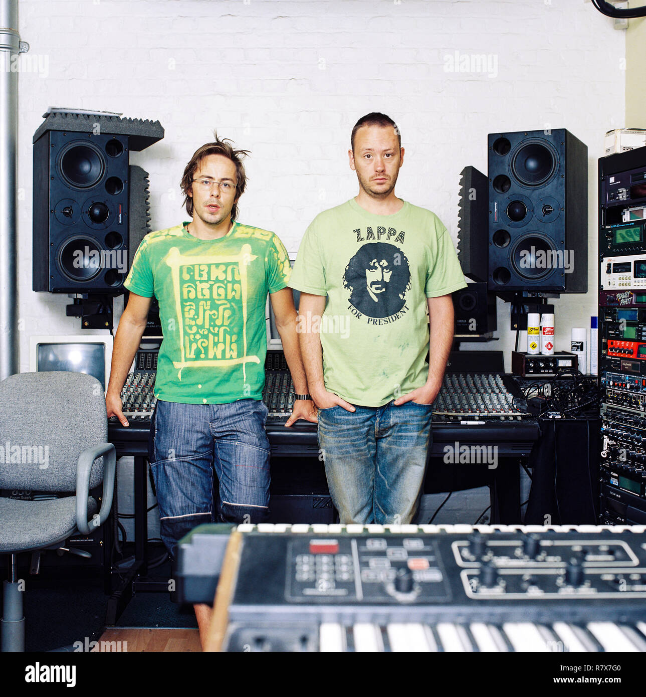 Basement Jaxx English Electronic Duo Felix Buxton And Simon Ratcliffe Photographed At Their Brixton Studio August 2003 London England United Kingdom Stock Photo Alamy