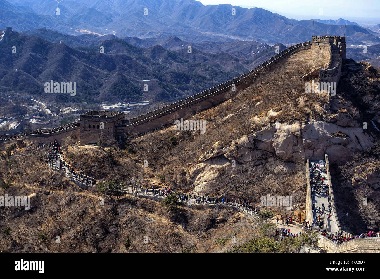 Tourists visiting the great wall of china near beijing stock photo alamy
