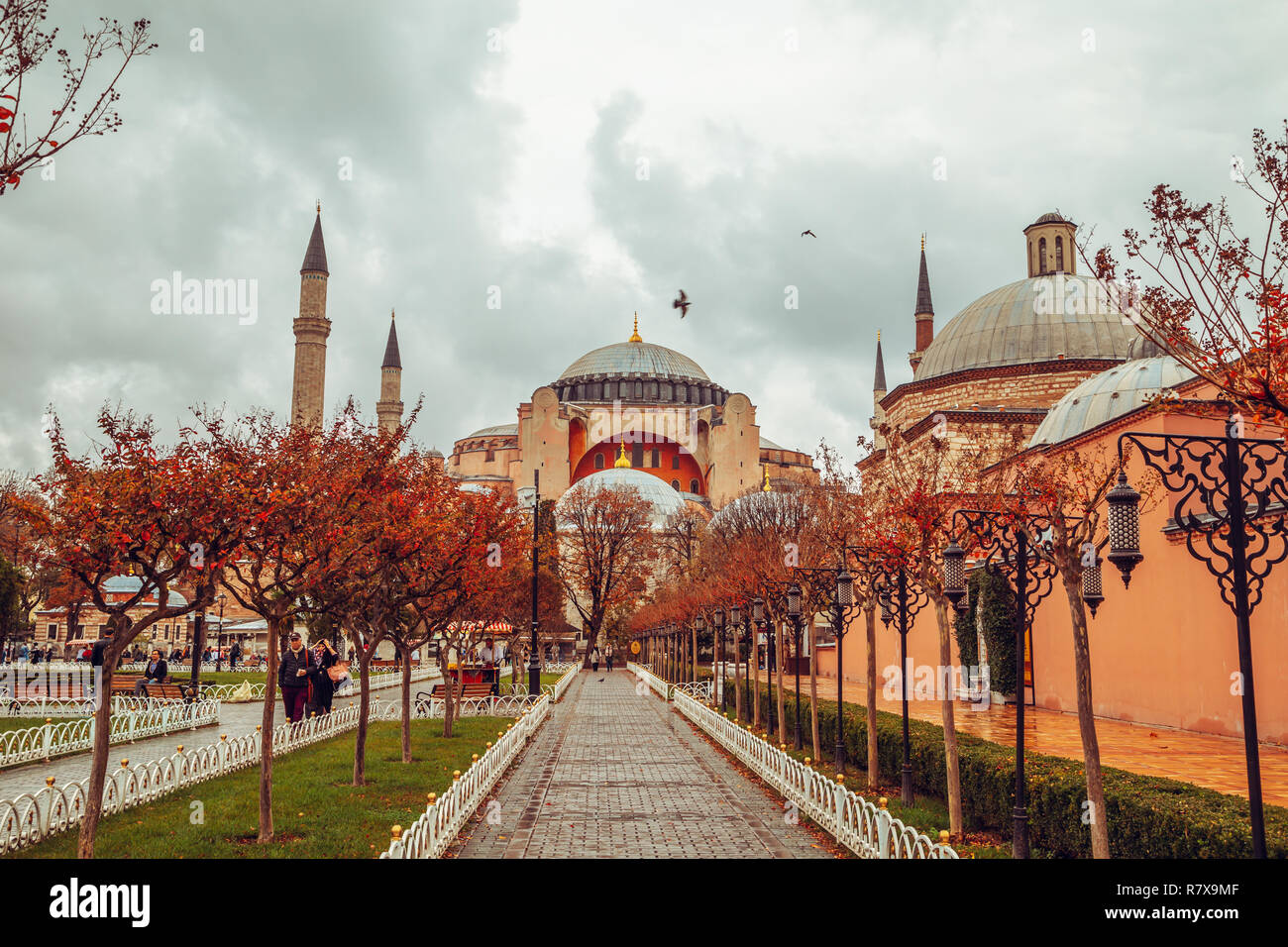 View of Hagia Sophia from Sultanahmet Park in the fall. Istanbul ...